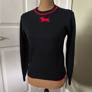 Vintage black and red scottie dog knit sweater by Collage
Size Medium